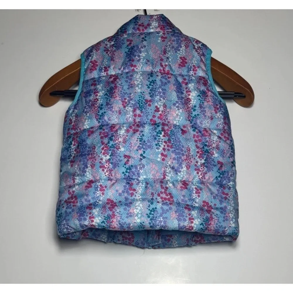 Spyder Puffer Vest Girls 5 Multicolor Pebble Print Patch Logo Mock Neck Full Zip